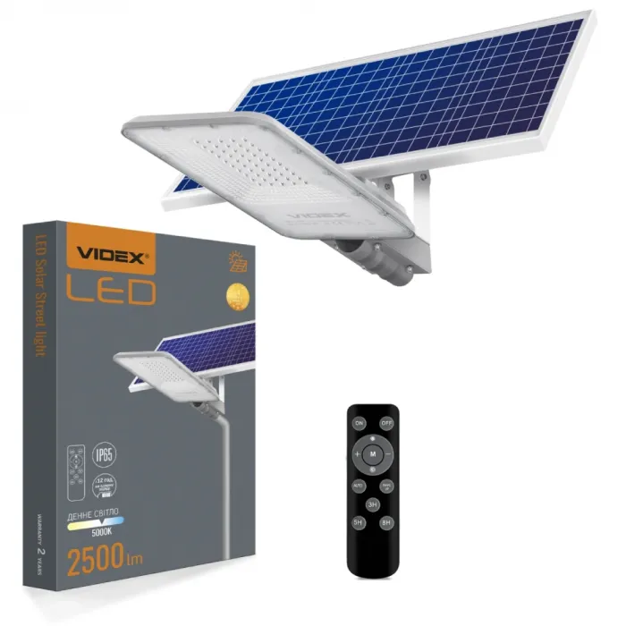 VIDEX 30W 5000K LED ліхтар вуличний автономний