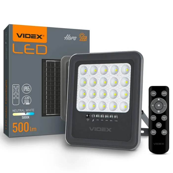 VIDEX 500Lm 5000K 3.2 V LED прожектор автономний