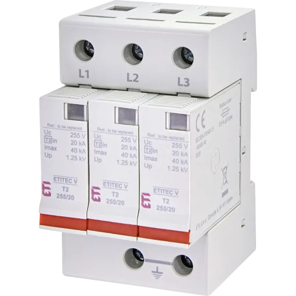 ETI TEC V T2 255/20 (3+0) Обмежувач перенапруги
